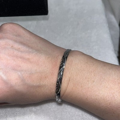 NEW Silver Bangle Bracelet Swirl Quality Fashion Jewelry Valentines Anniversary