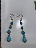 NEW Turquoise Dangle Earrings Gold Tone Bead Accents Boho Chic Jewelry Fashion