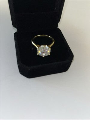 NEW RING 5 Carat Moissanite Size 8 Graded/ Certification A925 Sterling Gold