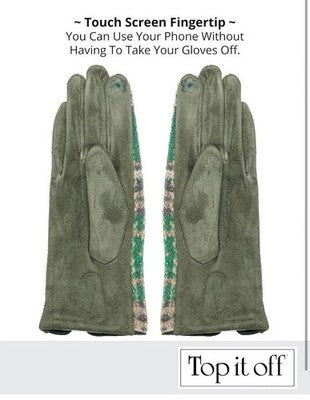 Top It Off Womenâs Winter Gloves â Oprahâs Favorite Things Green Plaid Text Tech