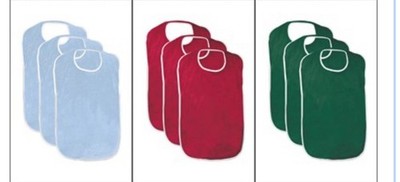 3 Pack GREEN Terry Cloth Adult Bibs/Senior Meal Time Clothing Protection Cover