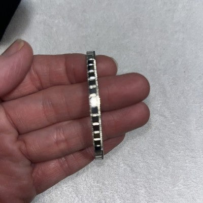 NEW Silver Bangle Bracelet Blocks Quality Fashion Jewelry Valentines Anniversary