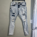 Empyre Womens Jeans Size 32 Blue Distressed Stretchy Acid Wash Tapered Ankle