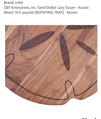 C&F Enterprises, Inc. Sand Dollar Lazy Susan - Acacia Wood Rotating Tray Brown