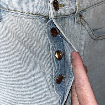 Wild Fable SMALL S Cut Off Shorts Light Wash Denim Frayed Bottom Fray Button Up
