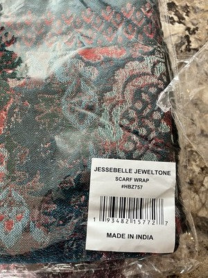 NEW Exclusively For Signals Jessebelle Jeweltone Scarf Wrap HBZ757 Turquoise Red