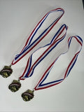 LOT Of 3 Crown Reading Teacher School Metal Ribbon 16" Award Red White Blue Good