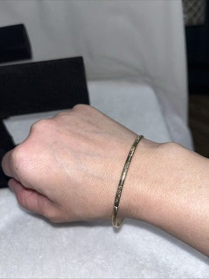 NEW Gold Bangle Bracelet Block Quality Fashion Jewelry Valentines Anniversary
