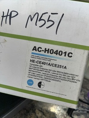 PREMIUM AC-H0401C Compatible Toner Cartridge Replaces CE401A CE251A - CYAN