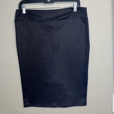 RUE 21 Junior's Pencil Skirt Shiny Black Large Back Bow Tight Long Glitter L