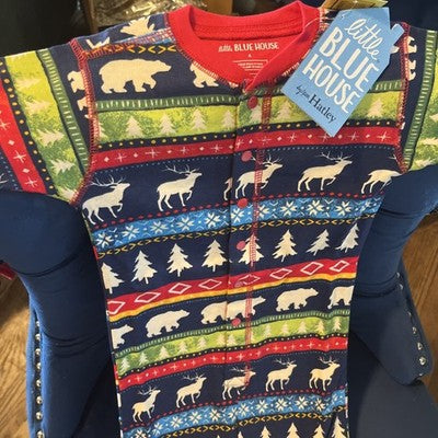 Hatley Little Blue House Kids 4T Multicolor Whimsical One Size Union Suit Pajama