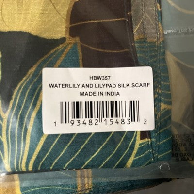 NEW Exclusively For Signals 100% Real Silk Scarf WaterLily & Lilypad Gold Green