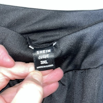 SHEIN Curve 3XL Black Super wide Leg Pants Silky Plus Size Baggy 24â Legs