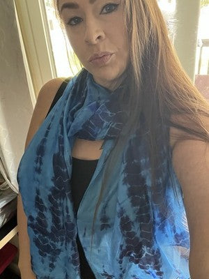 NEW Exclusively For Signals 100% Real Silk Scarf Jeweltone Sapphire Fancy Blue