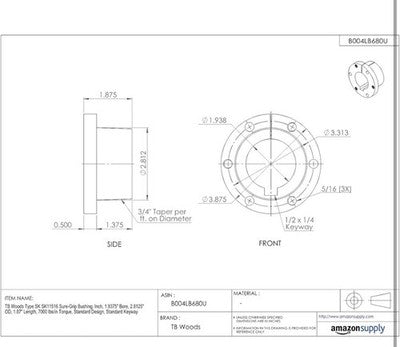Type SK SK11516 Sure-Grip Bushing, Inch, 1.9375" Bore, 2.8125" OD, 1.87" Length