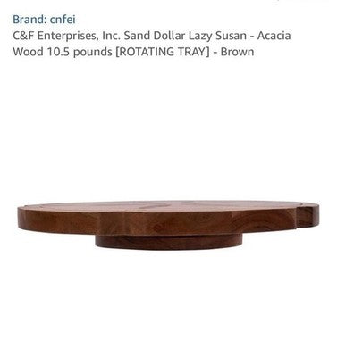 C&F Enterprises, Inc. Sand Dollar Lazy Susan - Acacia Wood Rotating Tray Brown