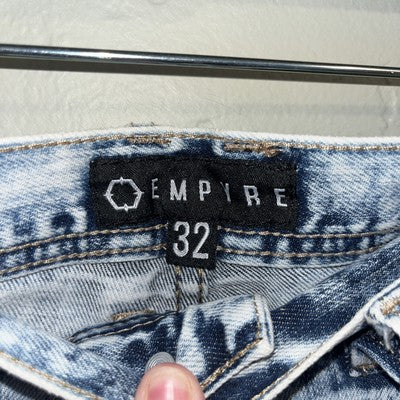 Empyre Womens Jeans Size 32 Blue Distressed Stretchy Acid Wash Tapered Ankle