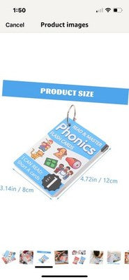 Totority Phonics Set 1 & 8 Spelling Cards Matching Letter Flash Cards w/Rings