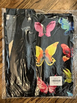 NEW Exclusively for Signals Black Butterfly Satin robe HBW517 SM Viscose S/M