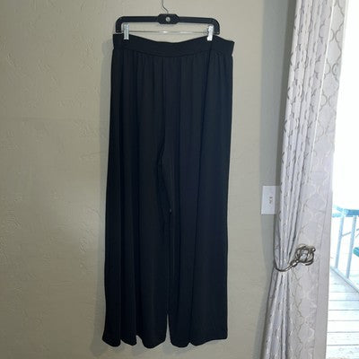 SHEIN Curve 3XL Black Super wide Leg Pants Silky Plus Size Baggy 24â Legs