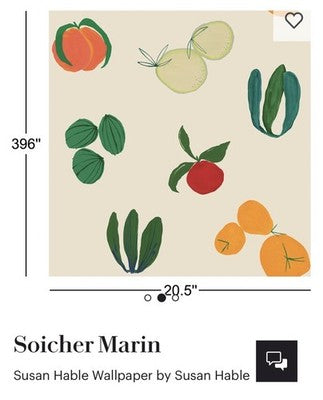 NEW DESIGNER Fruits & Veggies by Susan Habel double roll wallpaper High End Nice