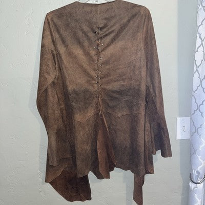NEW Womenâs L Be Vocal Light Jacket Coverup Lace Up Brown Western renaissanceï¿¼