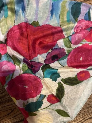NEW Exclusively For Signals 100% Real Silk Scarf Garden Party floral pink flower