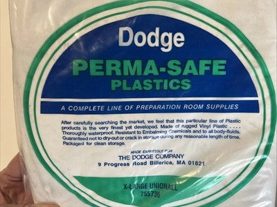 NOS Dodge Perma-Safe Plastics X-Large Unionall Mortuary Vinyl Garment Bodybag