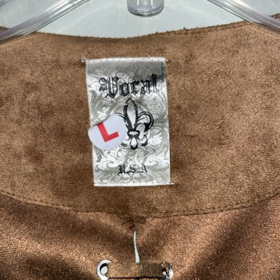 NEW Womenâs L Be Vocal Light Jacket Coverup Lace Up Brown Western renaissanceï¿¼