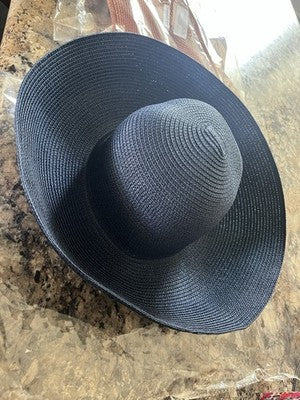NWT Pretty Persuasions NAVY Women's Big Brim Paper Braid Hat Summer Hepburn Blue