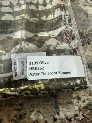 NEW Aztec tie Front kimono 3109 olive HBK362 Brown Black Silky Lightweight Style
