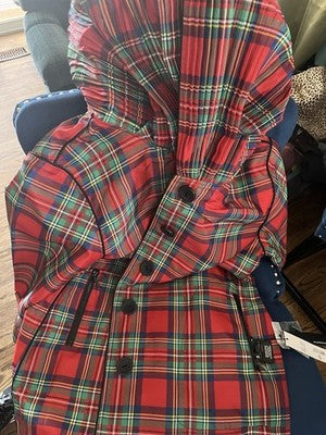 NWT Oopera Reversible XL Raincoat red black plaid j2315rw-1 Button Up Hooded