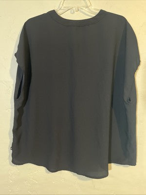 Banana Republic Ladies Short Sleeve V Neck Blouse 2XL Black Lightweight Pullover