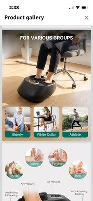 SHIATSU Foot Massager Heat Deep Kneading Tired Muscles Timer Black Plug In