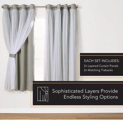 TOWN & COUNTRY LUXE Exclusive Home Catarina Layered Solid Room Darkening 63x52