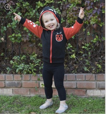 NWT Doodle pants ladybug hoodie 4T Backpack Attached Red Black Jacket Coat Kids
