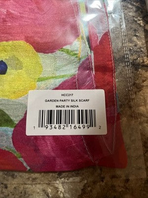 NEW Exclusively For Signals 100% Real Silk Scarf Garden Party floral pink flower