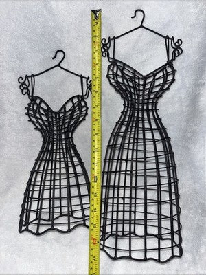 Set 2 Black Metal Dress Form Wall Hanging Jewelry Holder Decor Collectible VTG