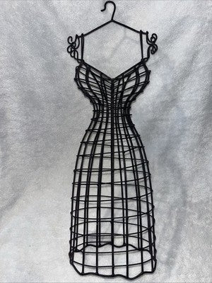 Set 2 Black Metal Dress Form Wall Hanging Jewelry Holder Decor Collectible VTG