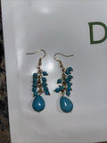 NEW Turquoise Dangle Earrings Gold Tone Bead Accents Boho Chic Jewelry Fashion