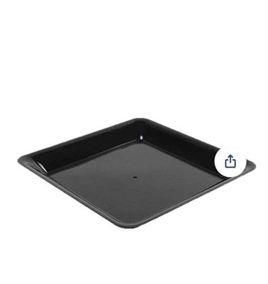 20-PCS Fineline Platter Pleasers Plastic Black Square Platter 18X18 Inch Party