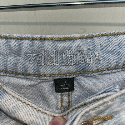 Wild Fable SMALL S Cut Off Shorts Light Wash Denim Frayed Bottom Fray Button Up