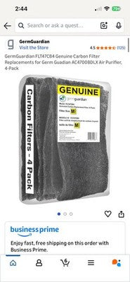 NEW GermGuardian FLT42CB4 Genuine Carbon Filter Replacements 4-pk Germ Guardian