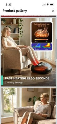 SHIATSU Foot Massager Heat Deep Kneading Tired Muscles Timer Black Plug In