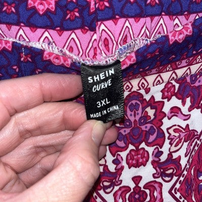 SHEIN Curve Plus Size Pants 3x Wide Legs Flowy Pink Magnet Purple Lightweight