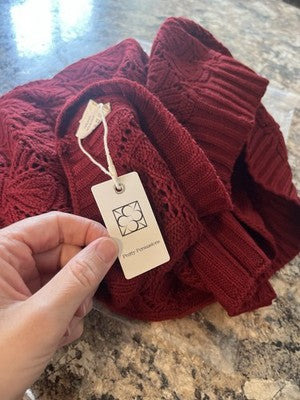 NEW Pretty Persuasions Sweater Wrap Poncho Jacket Stylish HBM442 RD Top Maroon