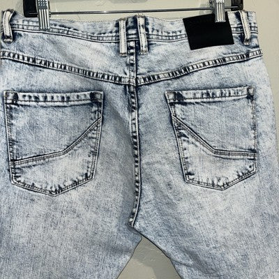 Empyre Womens Jeans Size 32 Blue Distressed Stretchy Acid Wash Tapered Ankle