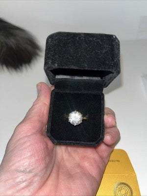 NEW RING 5 Carat Moissanite Size 8 Graded/ Certification A925 Sterling Gold