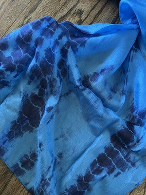 NEW Exclusively For Signals 100% Real Silk Scarf Jeweltone Sapphire Fancy Blue