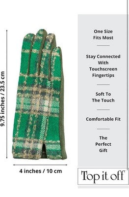 Top It Off Womenâs Winter Gloves â Oprahâs Favorite Things Green Plaid Text Tech